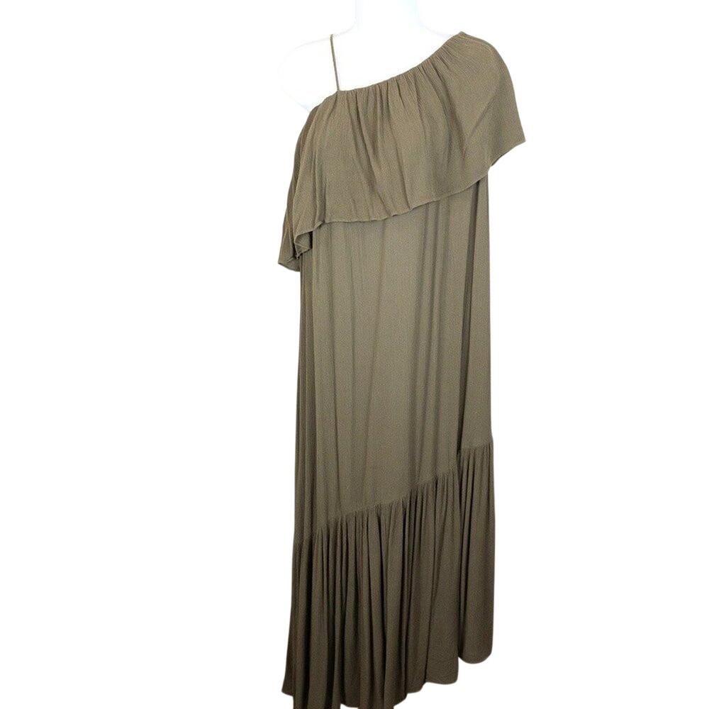 BCBGMAZAZRIA Olive Green Off Shoulder Maxi Dress, Small